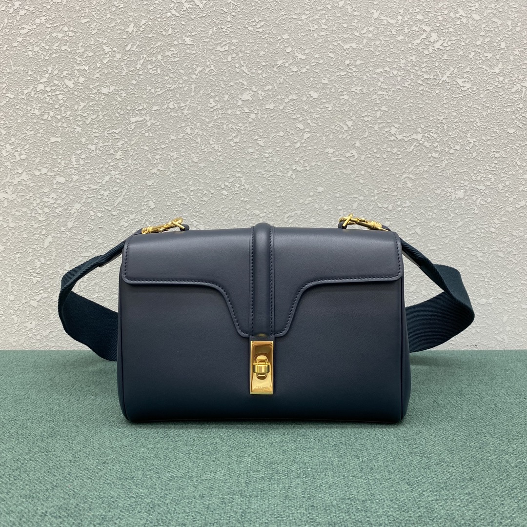 Celine Teen Soft 16 Smooth Calfskin Shoulder Bag Dark Blue 196853